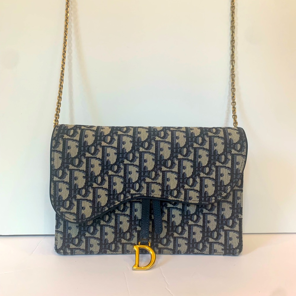 Authentic Dior blue Saddle Pouch